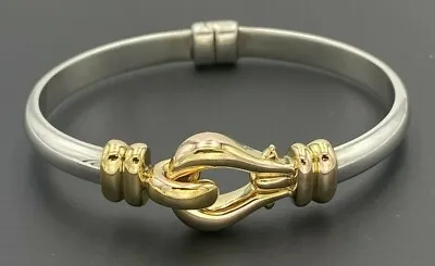Alwand Vahan Sterling Silver 925 14k Yg Yellow Gold Hook & Eye Bangle Bracelet • $350