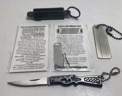 NEW Lot Grim Workshop Fishing Survival Card Hooks Weights File Micro Tool Knife • $19.99