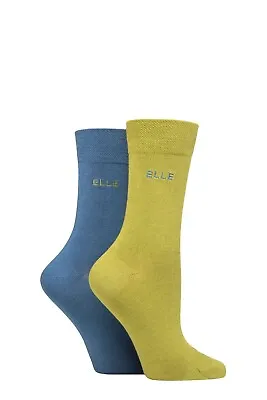 £10.99 • Buy Elle Ladies Plain Colourful Soft And Cooling Bamboo Fibre Socks 2 Pair Multipack