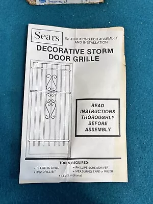 Vintage Sears Aluminum Storm Screen Full Door Safety Guard Grill Scrolls Black • $117