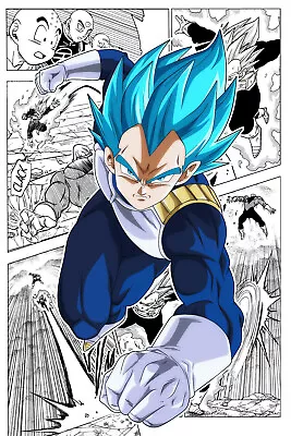 Dragon Ball Super Poster Vegeta Blue Manga Background 12in X 18in Free Shipping • $9.95