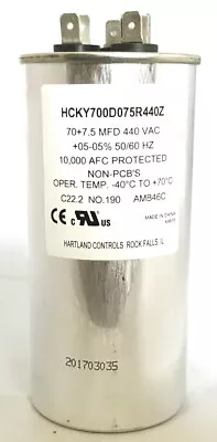 Dual Motor Run Capacitor 70uF + 7.5uF 440VAC HCKY700D075R440Z Hartland (1) • $14.39