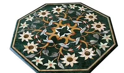 24  Green Marble Top Table Semi Precious Stone Inlay Handicraft Work • $735.61