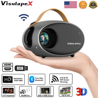 1080P Projector 25000LMS 4K 3D 5G WiFi Bluetooth Video Home Theater 250  Display • $64.99