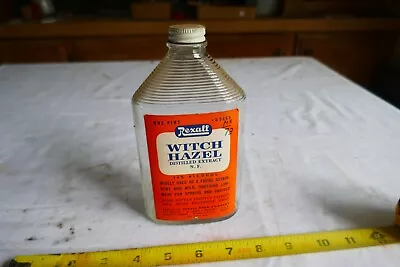 Vintage Empty Glass Pint Bottle Rexall Witch Hazel Lot 23-39-0-A • $5