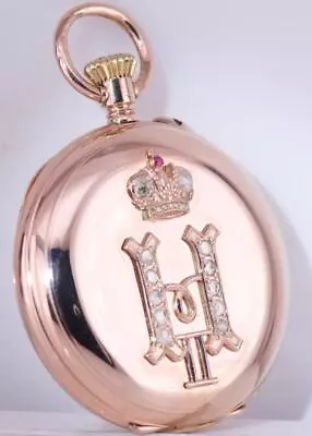 Antique Imperial H.Moser Award Pocket Watch 14k Gold Diamonds Monogram Of King • $15000