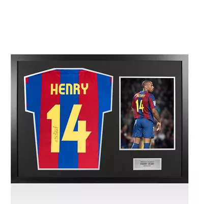 £479.99 • Buy Framed Thierry Henry Signed Barcelona Shirt - Retro, Number 14 - Panoramic