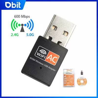 Dbit 600Mbps 2.4+5GHz Dual Band USB Adapter WiFi Wireless Network Card 802.11ac • $4.99