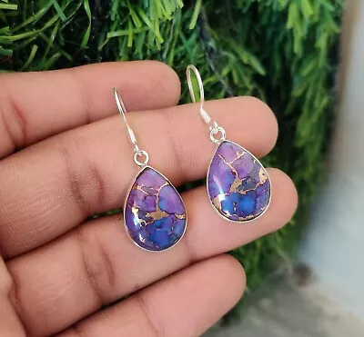 $16.26 • Buy Purple Copper Turquoise 925 Sterling Silver Handmade Earring SR1021