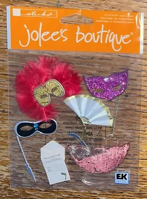 VERY RARE Jolees Masquerade Ball 3D Party Mask Punch Bowl Fan Invitation Sticker • $35