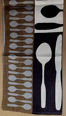 Vtg VERA NEUMANN Belgian Linen Kitchen Towel Kitchen Utensils Black Brown White • $7.99