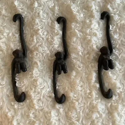 3 Vintage Metal Cast Iron Monkeys? Connecting Or Single Plant Hanger Hooks 7  • $19.99