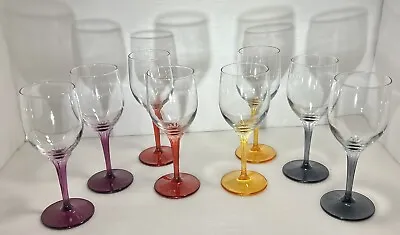 8 Rare 10 Oz Multi Colored Wine Glasses By Pasabahce Türkiye 2 Water Drops • $68