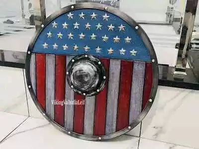 Captain America Wooden Shield - Medieval Viking Shield - Captain America Shield • $138.71