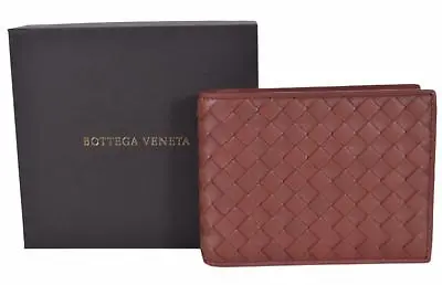 NEW Bottega Veneta Men's 148324 Russet Woven Leather Bifold Wallet W/Coin Pocket • $346.96