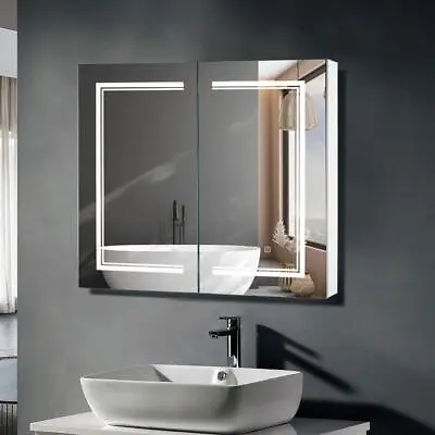 LED Lighted Medicine Cabinet Wall Mounted Bathroom Cabinet Dimmable Mirror • $178.98