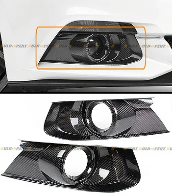 For 2015-17 Ford Mustang Gt Carbon Fiber Front Bumper Fog Light Lamp Bezel Cover • $113.99