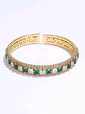 18k Gold Plated Zircon Decor Cuff Bracelet • £4.99