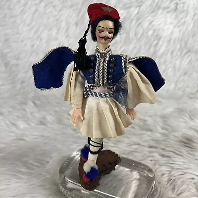 Vintage Greek Soldier Doll Traditional Military Evzone Costume Hand Painted Face • $11.20