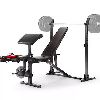 Adjustable Weight Bench 900lbs Olympic Weight Bench Set Exercise Home Fitness • $168.99