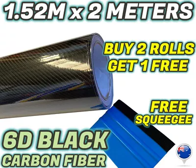 1.52M X 2M 6D BLACK CARBON FIBER FIBRE CAR VINYL WRAP Film Roll AIR RELEASE • $46.86
