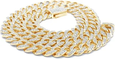 6mm Miami Cuban Link Chain MOISSANITE 14k Gold Plated Solid Silver Necklace 22  • $533.88