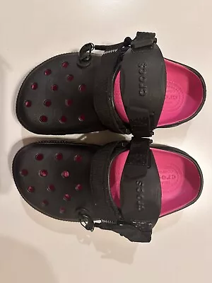 Post Malone X Crocs Clog Mens Size 6 Womens Size 8 Black/Pink Gently Worn • $100