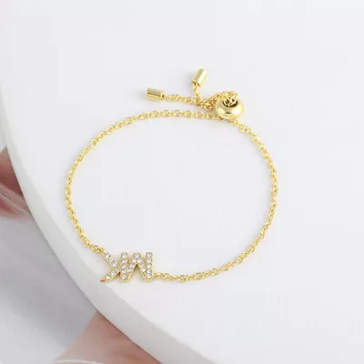 Michael Kors Logo Gold Tone Adjustable Bracelet Jewelry Gift With Gift Box • $23.78