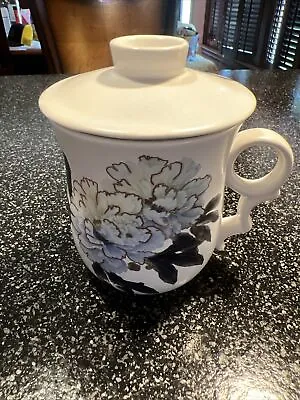 Teavana Floral Mug With Lid Exclusive Collection Flowers Peony White *no Infuser • $12.50