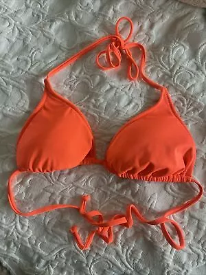 J Crew Colorful String Triangle Neon Orange Swimsuit Bikini Top Size Large • $12