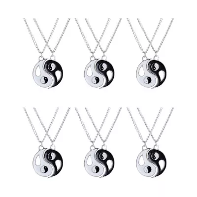  6 Pairs Best Friend Necklace Chinese Style Bagua Tai Chi Ying Yang Pendant • £10.19