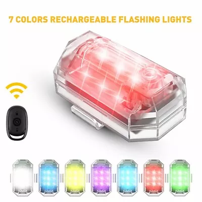 Remote Chargeable 7 Colors Motorcycle-Bikes LED-Aircraft Strobe Light • $17.45