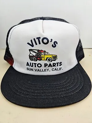 Vintage USA MADE Vitos Auto Parts Sun Valley California Trucker Hat Snapback Cap • $22