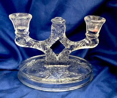 Candle Stick Holder EAPG Candelabra Cut Glass Crystal Double Arm Vintage • $24.95