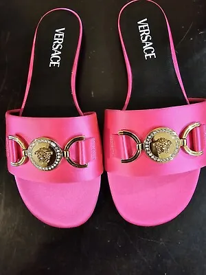 Versace Satin Medusa Slides • $350