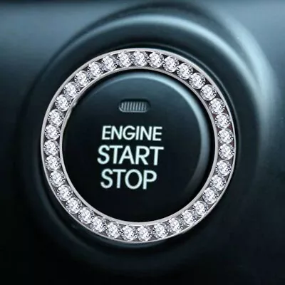 4cm Accessory Car Bling Button Start Switch Silver Diamond Rhinestone Ring Decor • $3.29