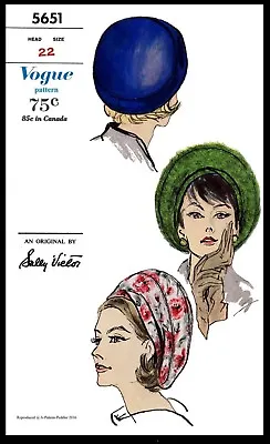Vogue #5651 Sally Victor BERET Hat Cap Fabric Sew Pattern Chemo Cancer Alopecia • $5.49