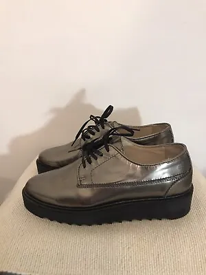 Marc O’polo Womens Leather Metallic Shoes Size 37.5 Eu 4.5 UK New • £26.50