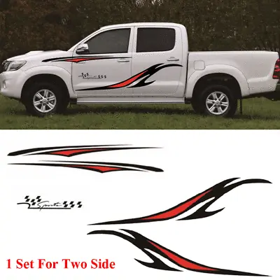 Black+Red Car Body Side Stickers Stripes Graphics Vinyl Decals For Truck Pickup • $23.39