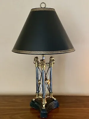 Maitland Smith Neoclassical Table Lamp Napoleonic Campaign Style Lion Heads • $425