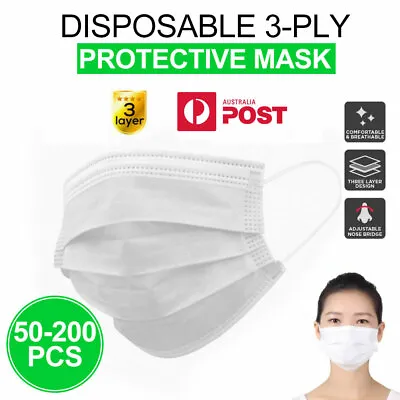 50/100/200 Disposable 3-PLY Protective Face Mask Anti Flu Dust Filter Non-woven • $15.99