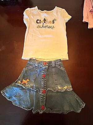 Gymboree Equestrian Club Clothes Horse Tee Ruffle Skort Set Outfit Sz 44t • $49.99