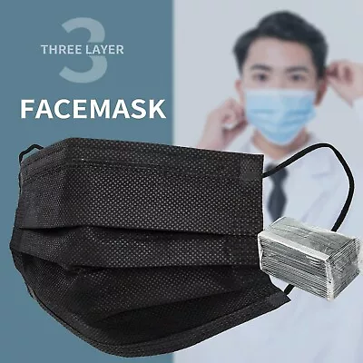 50Pcs Daily Protective Face Mask Mouth Masks Filter 3 Layer Meltblown - Black • $13.95