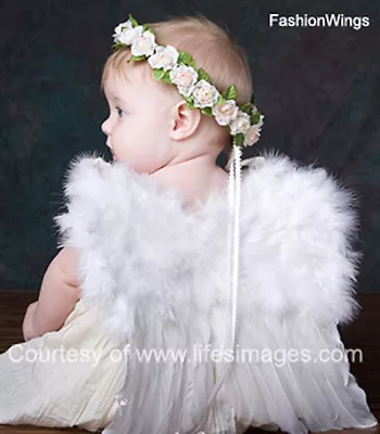 White Costume Feather Wings 6-12mo Baby Tots Angel Fairy Swan Dove Photo Props • $19.99