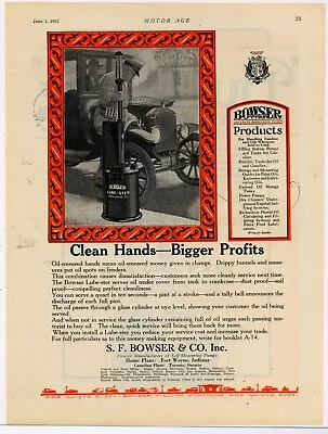 1922 S.F. Bowser & Co. Ad: Bowser Lube-Ster Motor Oil Visible Pump. Ft. Wayne IN • $17.76