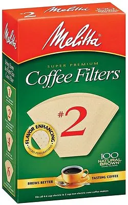 Melitta Super Premium #2 Cone Paper Coffee Filter Natural Brown 100 Count • $9.99