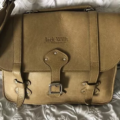 Jack Wills Beige Leather Satchel Bag Shoulder Cross Body Bag • £22