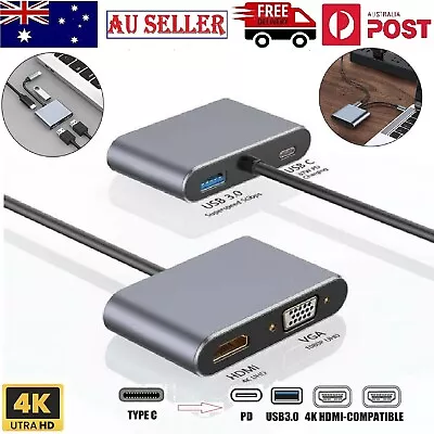 4 In 1 Adapter USB-C To 4K HDMI+VGA Port+USB3.0 Adapter Docking Station Hub • $36.99