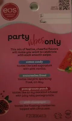 Party Vibes Lip Balm Variety Pack Of Four Cotton Candy Watermelon Frose + Two  • $5