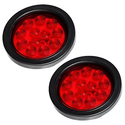 4inch Round 12 LED Trailer Lights Truck Stop Brake Pair Lamp Waterproof Red • $15.19